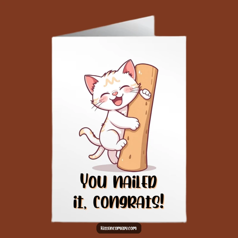 Free Printable Congrats Card: Kitten's Climb to Victory, Celebrate Big!