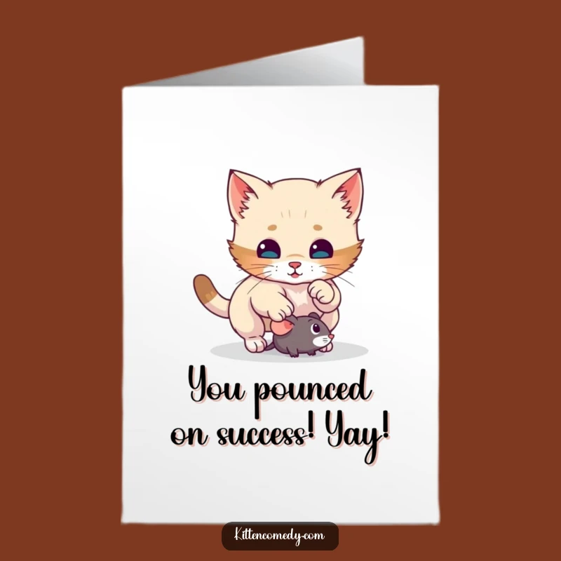 Free Printable Congratulations Card: Kitten Pounce Surprise - Funny Downloadable Celebration