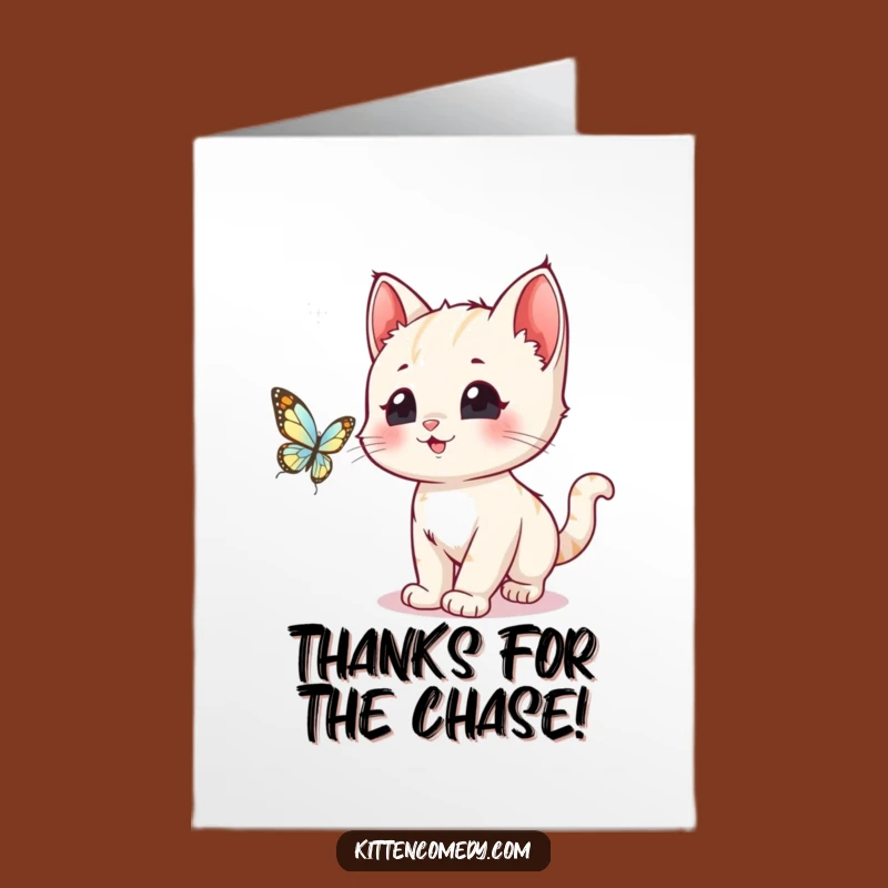 Free Printable Kawaii Kitten Thank You Card: Cute Kitten Butterfly Thanks Gift