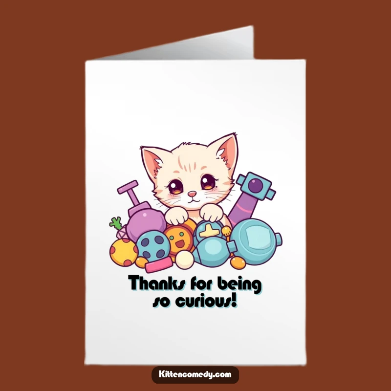 Free Printable Kawaii Kitten Thank You Card: Funny Peeking Kitten Downloadable Gratitude