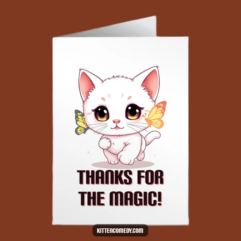 Free Printable Thank You Card: Kitten Butterfly Chase - Funny DIY Gift