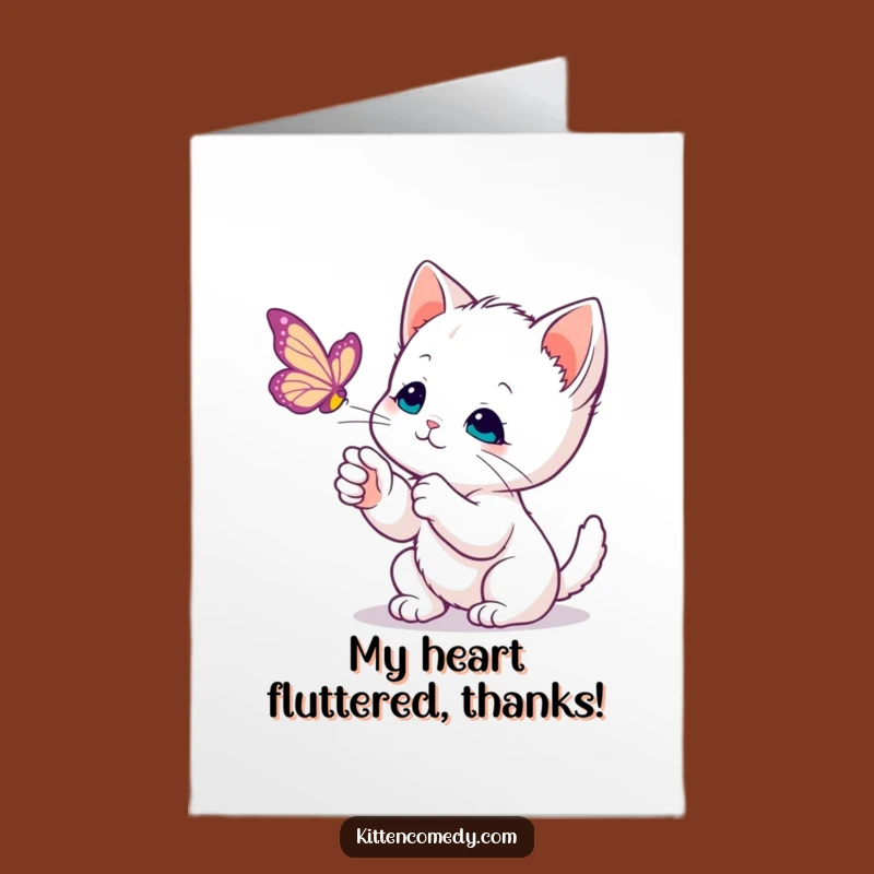 Free Printable Thank You Card: Kitten Butterfly Gratitude, Humorous Downloadable Gift