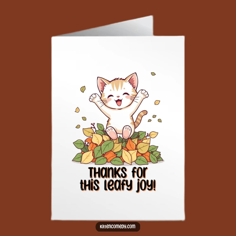 Free Printable Thank You Card: Kitten Leaves - Whimsical Downloadable Gratitude