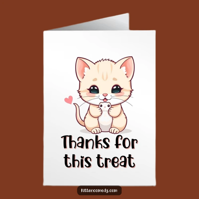 Free Printable Thank You Card: Kitten Toy Mouse Purr Funny Downloadable Greeting