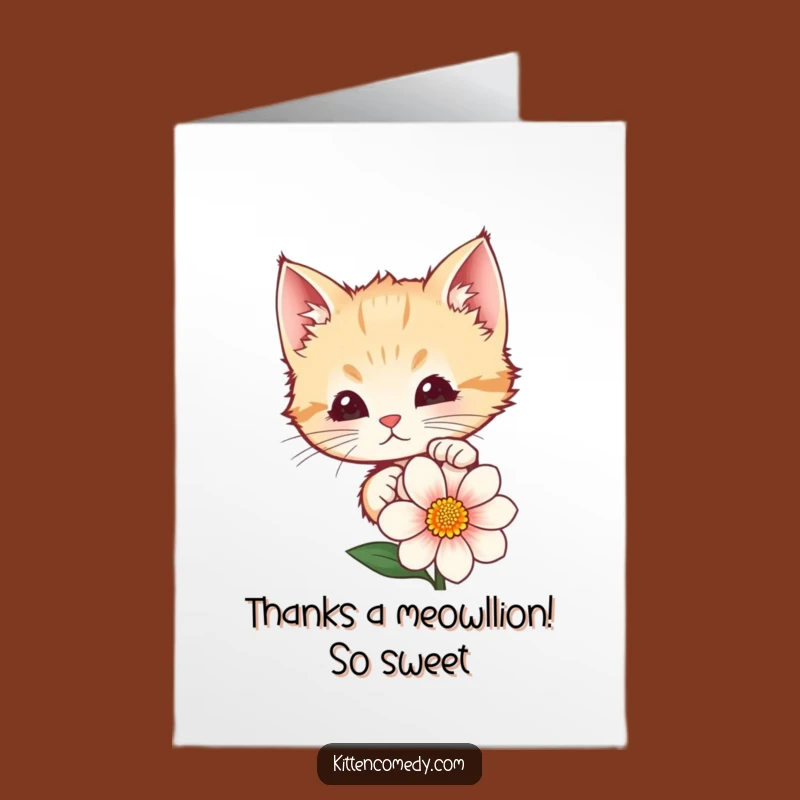 Free Printable Kitten Thank You Card: Funny Peeking Cat, Adorable Downloadable Gratitude