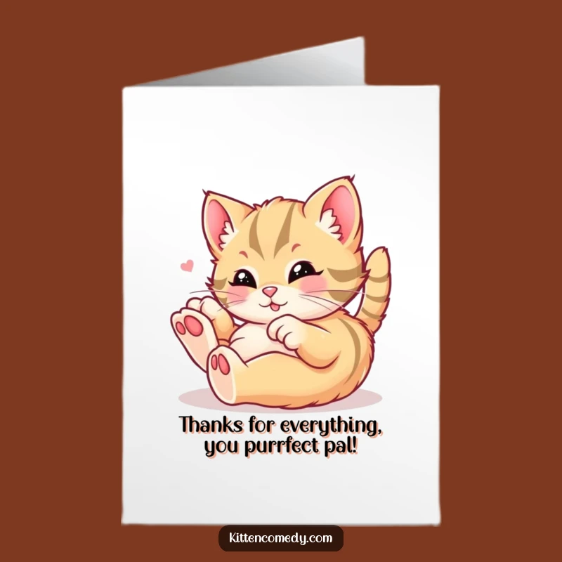 Free Printable Thank You Card: Playful Kitten Funny DIY Gift