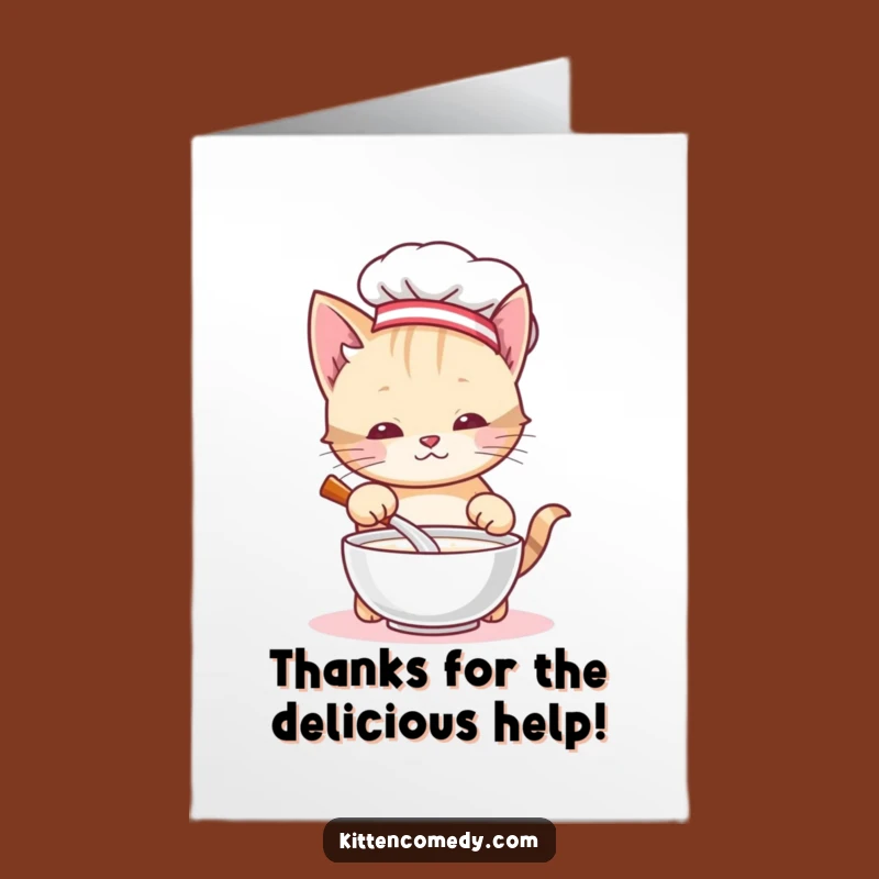 Free Printable Thank You Card: Grateful Chef Kitten Serving Up Thanks, Downloadable Gift