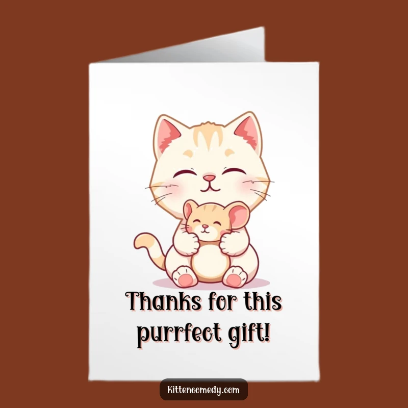 Free Printable Thank You Card: Kitten Mouse Gift Funny Meow Downloadable
