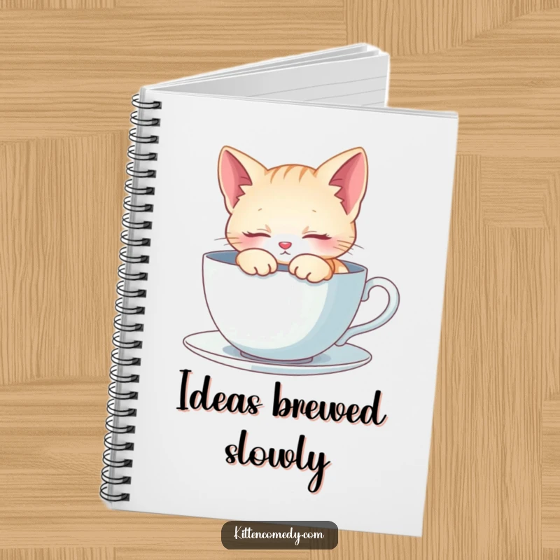 Funny Notebook: A kitten sleeps peacefully in a teacup. Perfect for jotting down calm thoughts.