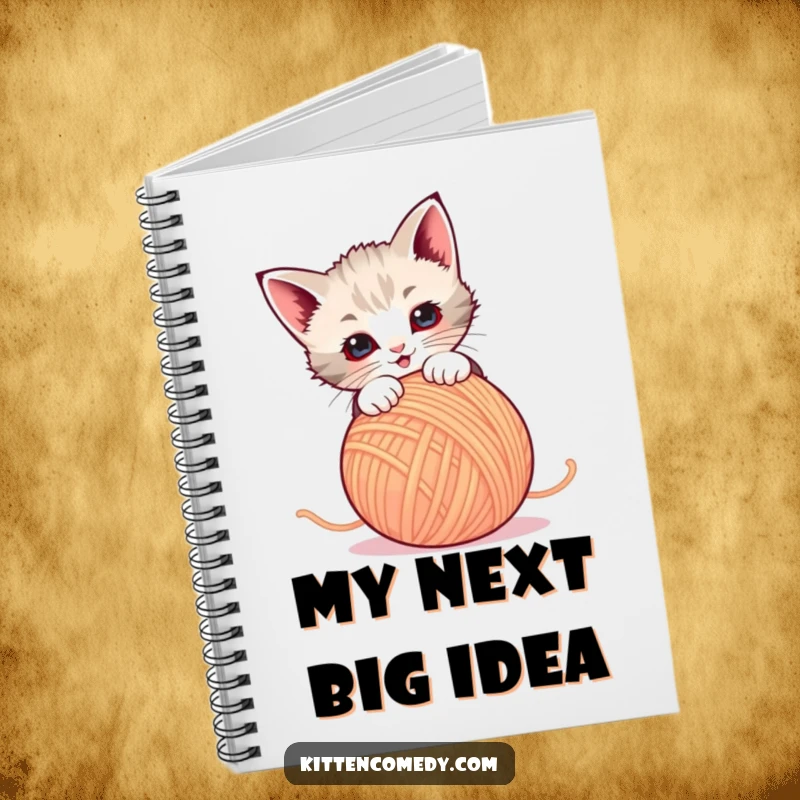 Funny Notebook: A kitten pounces on a ball of yarn, ready to inspire your notes and doodles. Cute and fun.