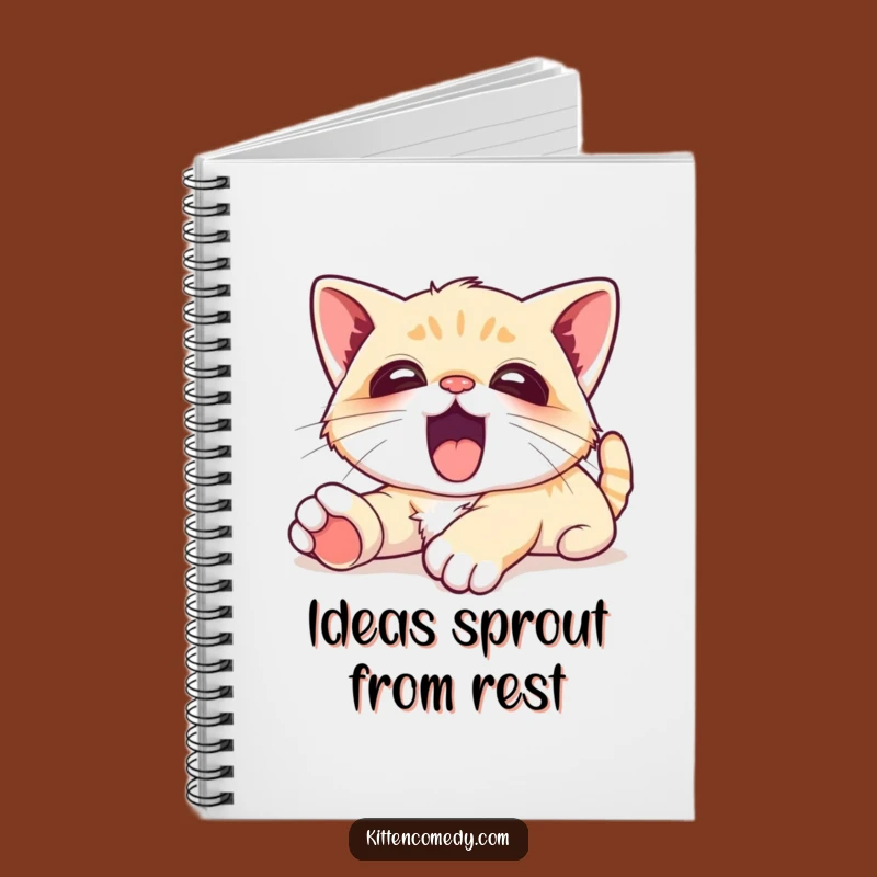 Funny Kawaii Kitten Yawn Notebook - Journal Your Relaxed Thoughts