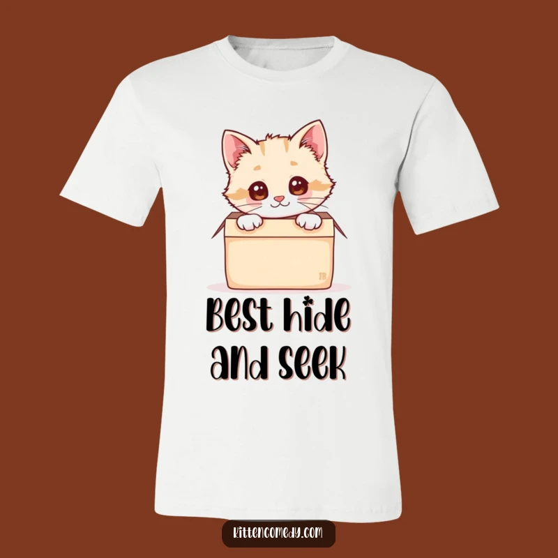 Funny Kawaii Kitten Box Peek Tee: Wear Your Cozy Secret!