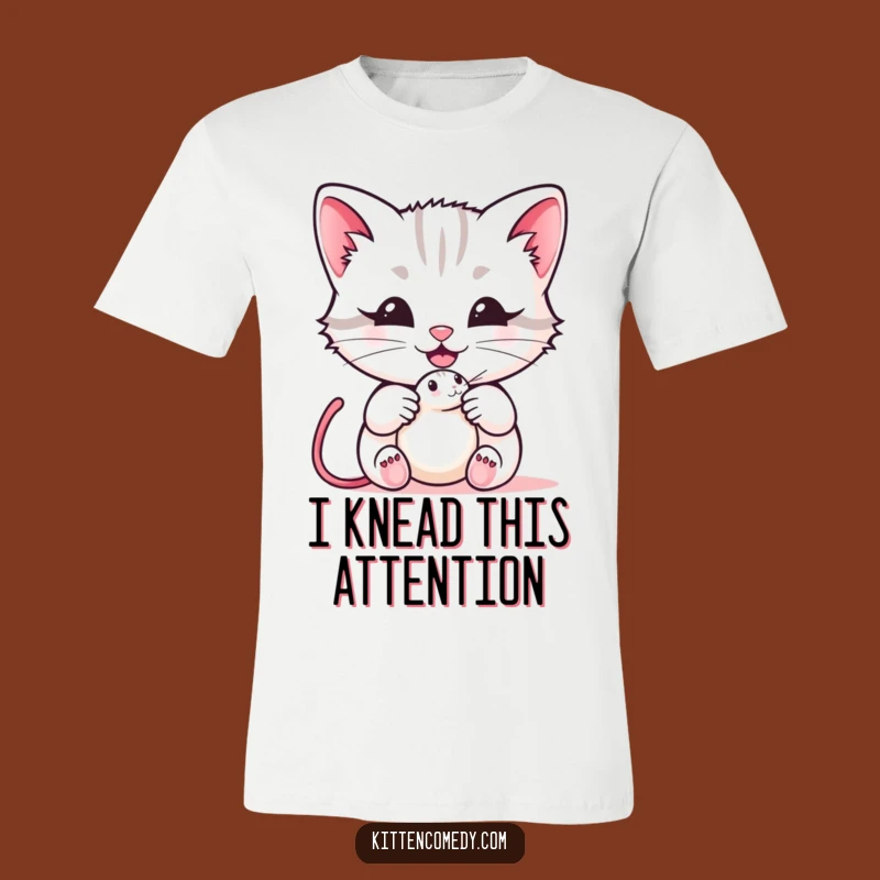 Funny Kawaii Kitten T-Shirt - Playful Meow with Mouse Toy for Ultimate Comfort