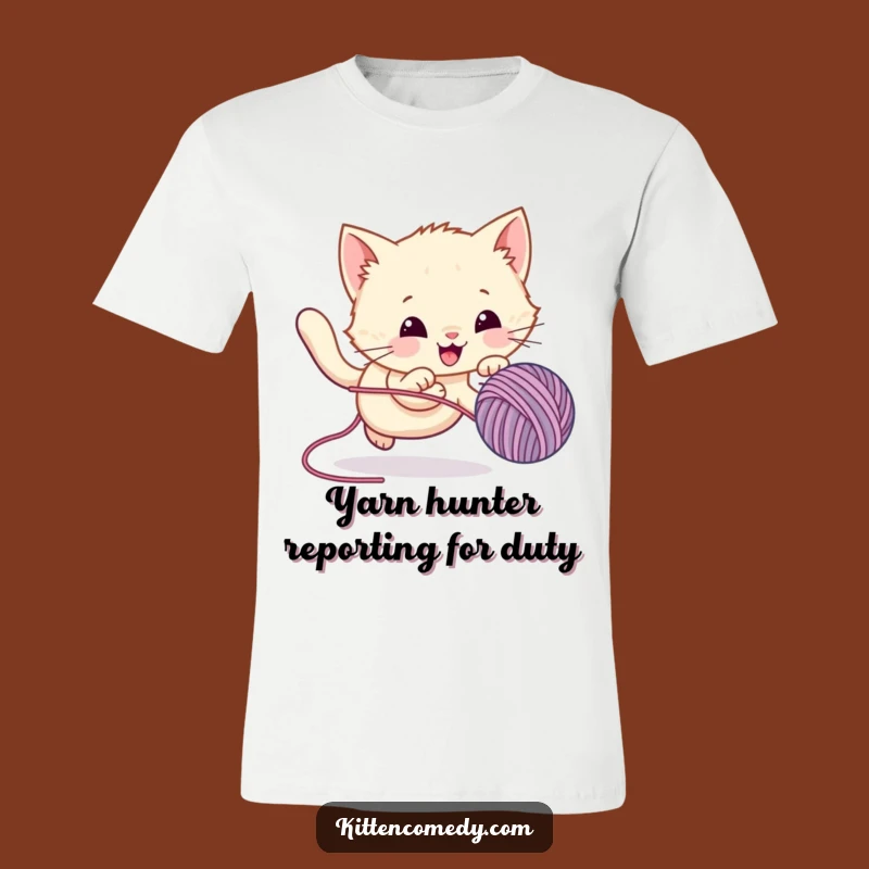 Funny Kawaii Kitten Yarn Chase T-Shirt - Hilarious Cat Graphic Tee
