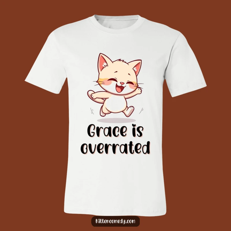 Funny Kitten Stumble T-Shirt: Clumsy Running Kitty - Cute Humorous Gift