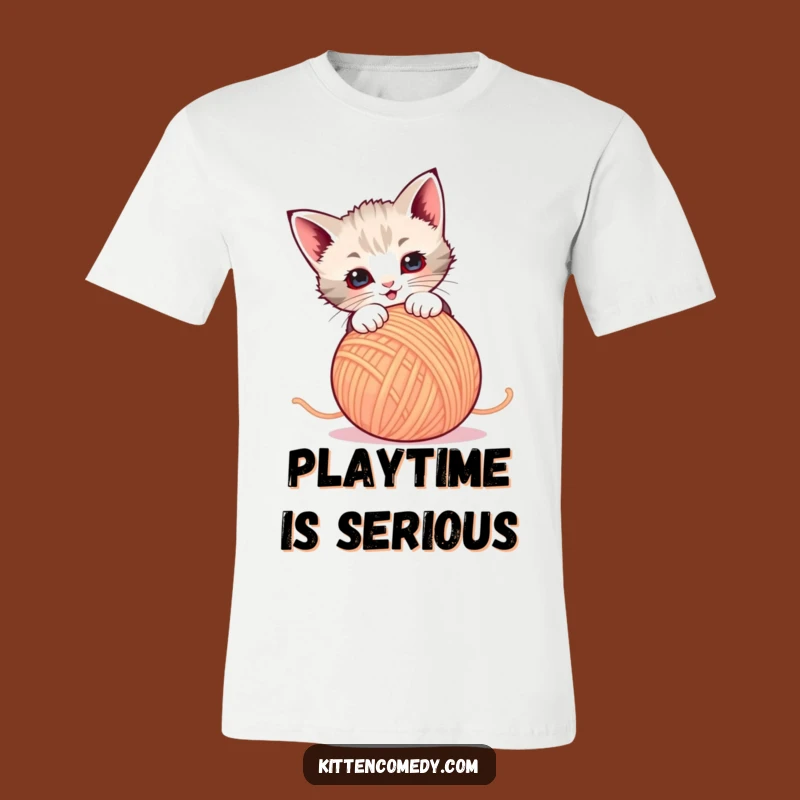 Funny Kitten Yarn Pounce T-Shirt - Hilarious Cat Tee, Great Gift!