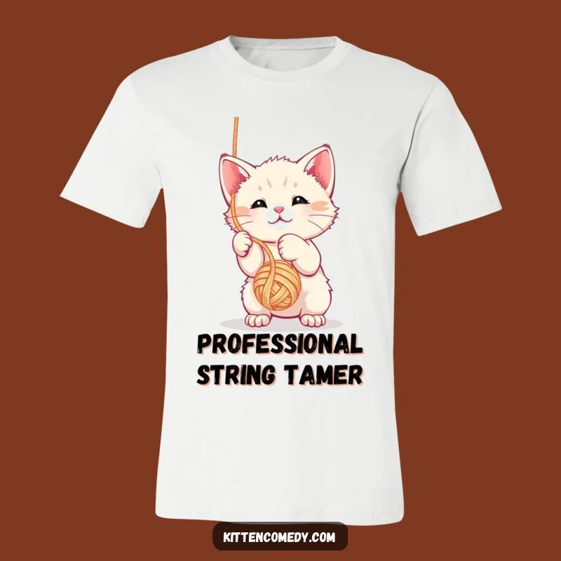 Funny Kawaii Kitten Yarn Ball T-Shirt - Hilarious Playful Tee for Cat Fans