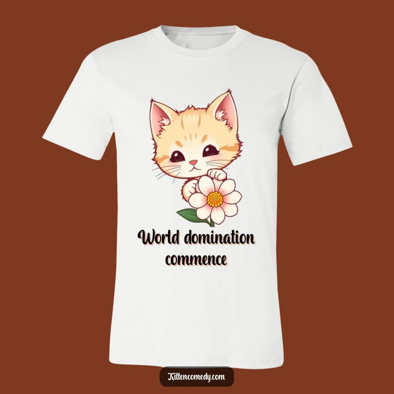 Funny Kitten Peeking Flower T-Shirt: Hilarious Cat Tee for Maximum Smiles
