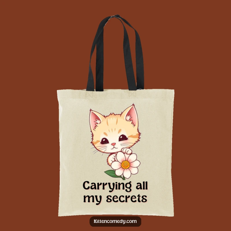 Funny Kitten Peeking Flower Tote Bag: Carry Your Fun & Essentials in Style