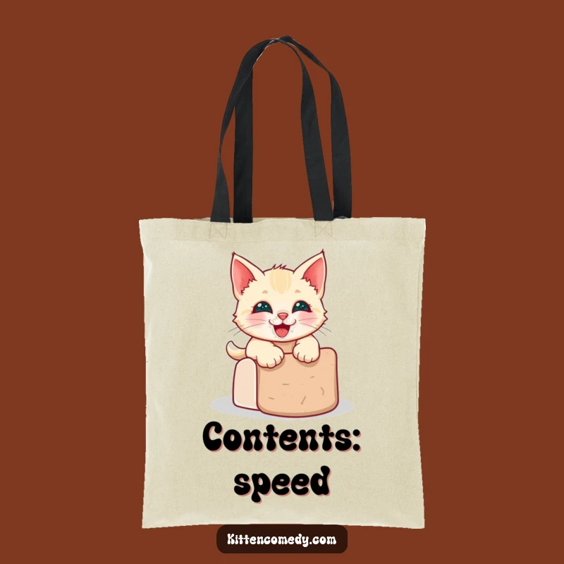 Funny Kawaii Kitten Grinning Slide Tote Bag - Joyful and Practical Gift for Cat Lovers