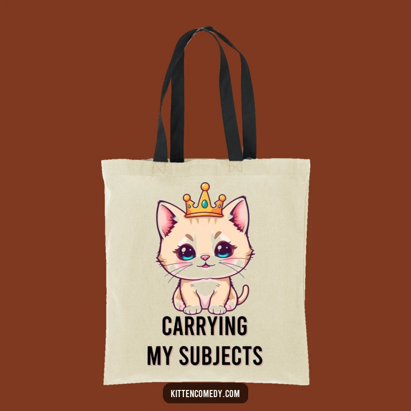 Funny Kawaii Kitten Crown Tote Bag - Regal & Pleased Accessory