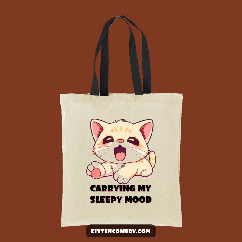 Funny Kawaii Kitten Yawn Tote Bag - Carry Serenity Lovingly