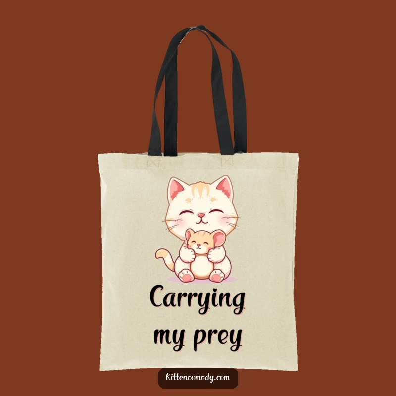 Funny Kitten Mouse Tote Bag: Playful Kitty Accessory - Practical Humorous Gift