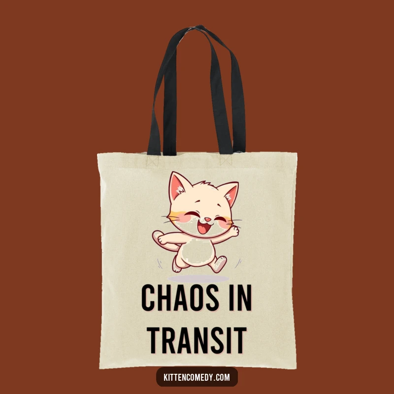 Funny Kitten Stumble Tote Bag: Clumsy Kitty Accessory - Practical Humorous Gift